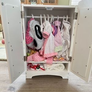 Doll Armoire ~ Lot with Clothing , Shoes for 18" Doll